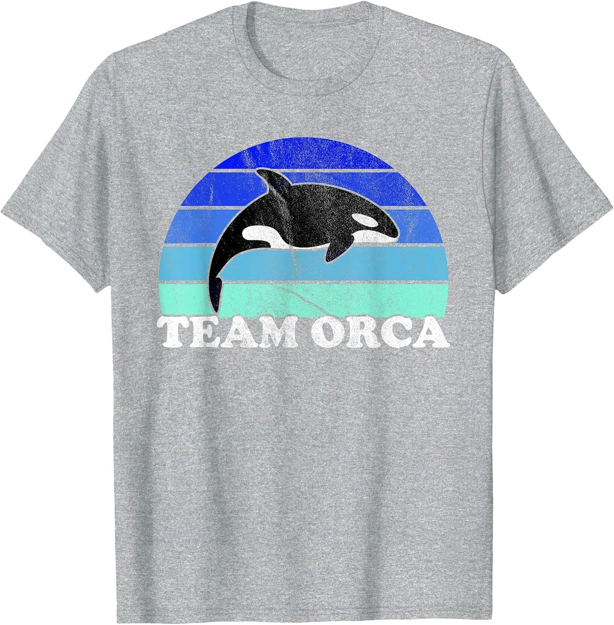 Team Orca - Whale Ocean Retro Sunset T-Shirt - Heather Grey