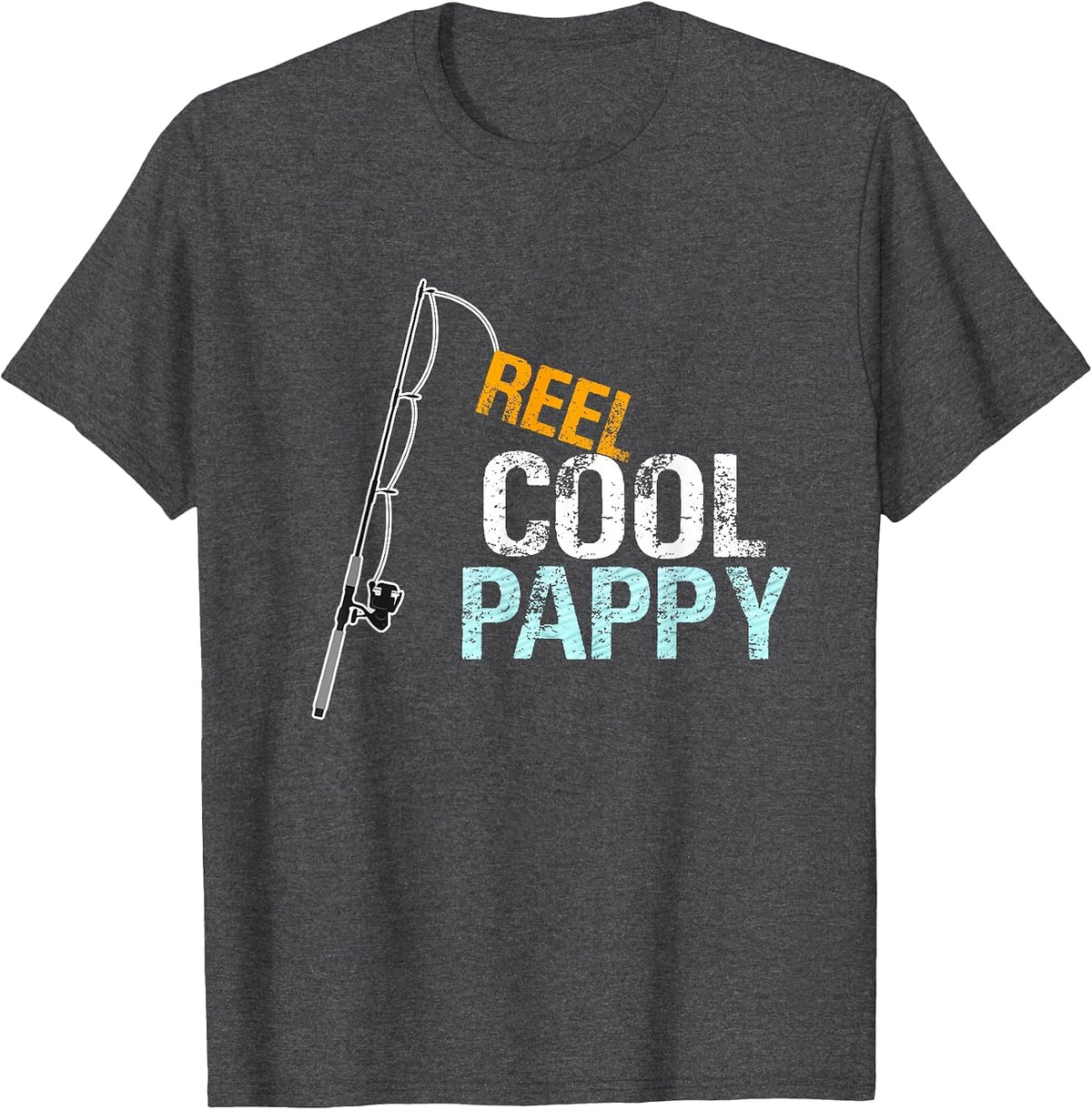 Reel Cool Pappy Fishing Grandfather Grandpa T-Shirt - Dark Heather Grey
