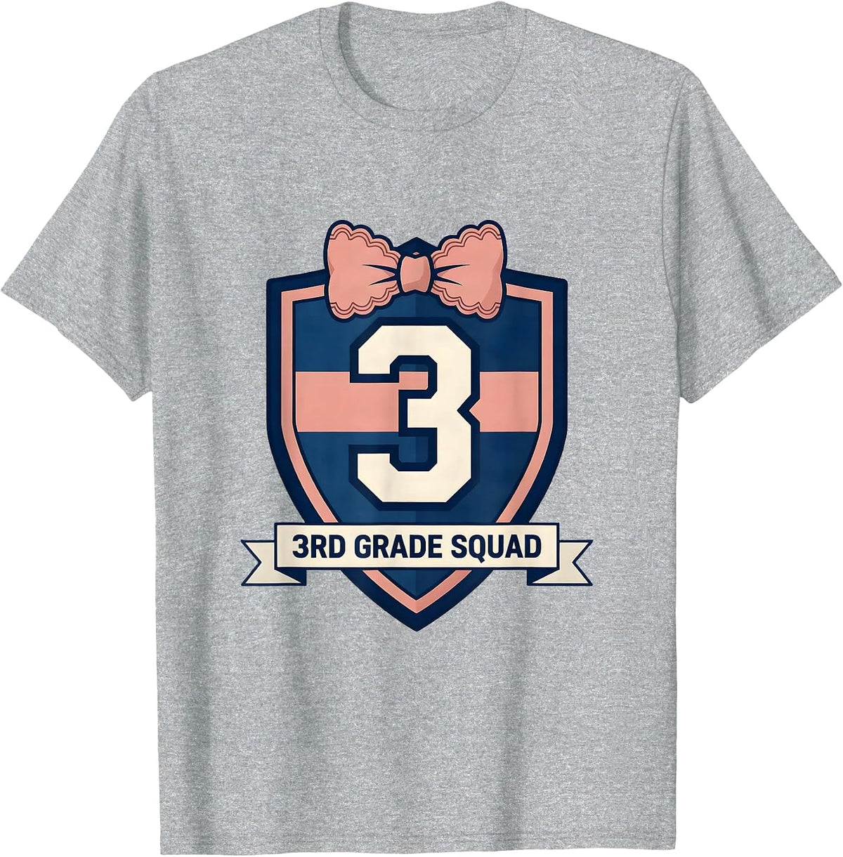 Men's 3rd Grade Squad Cute Coquette Back to School Grade Level T-Shirt - Heather Grey