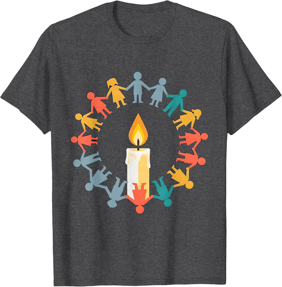 Patriot Day Kids Candle Unity Remembrance Design T-Shirt - Dark Heather Grey