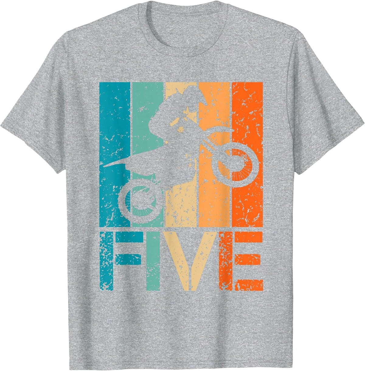 Dirt Bike 5th Motocross Birthday 5 Year Old 5yr Boys Girls T-Shirt - Heather Grey