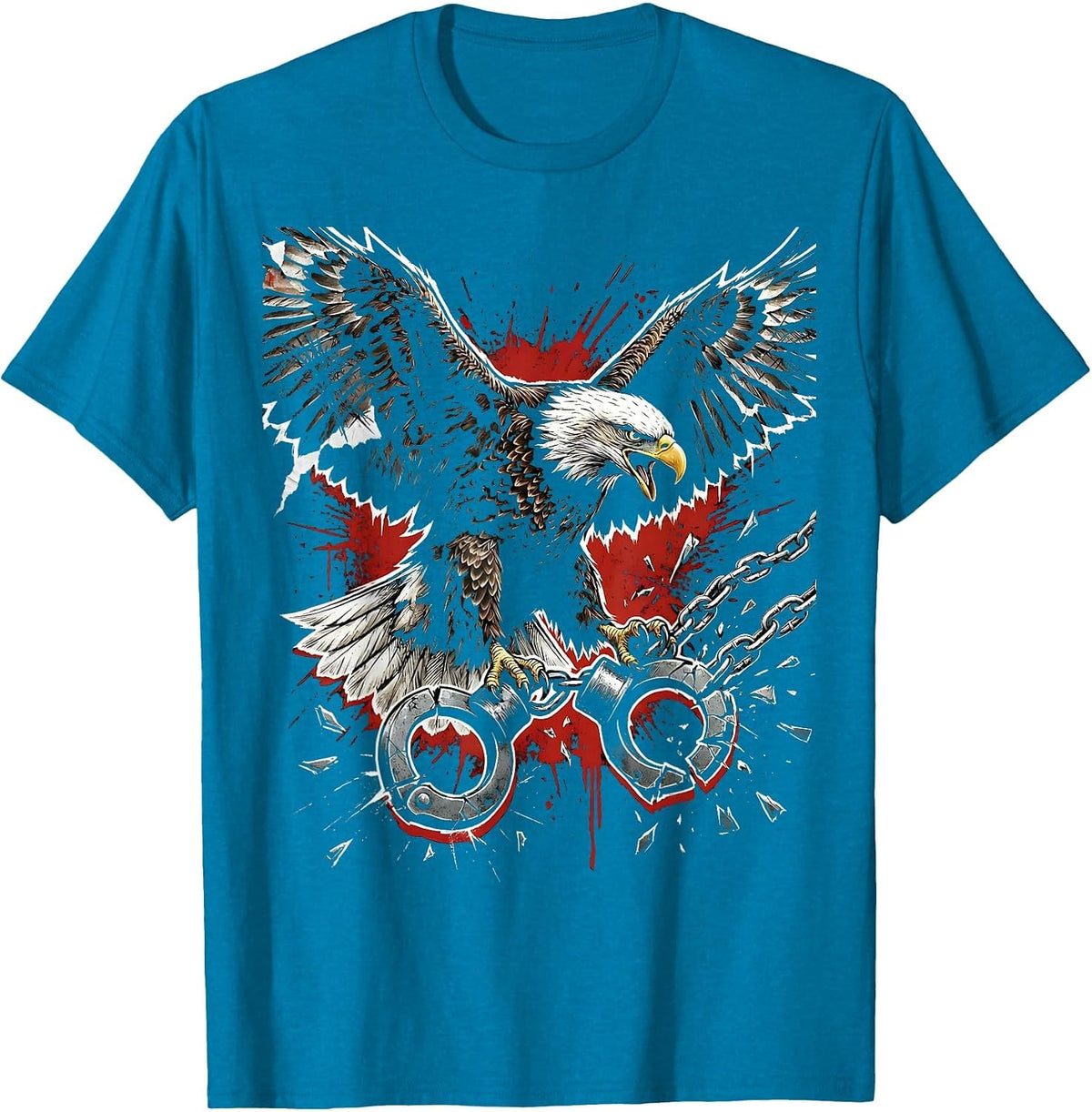 Bald Eagle Breaking Free Graphic Design T-Shirt - Sapphire Blue
