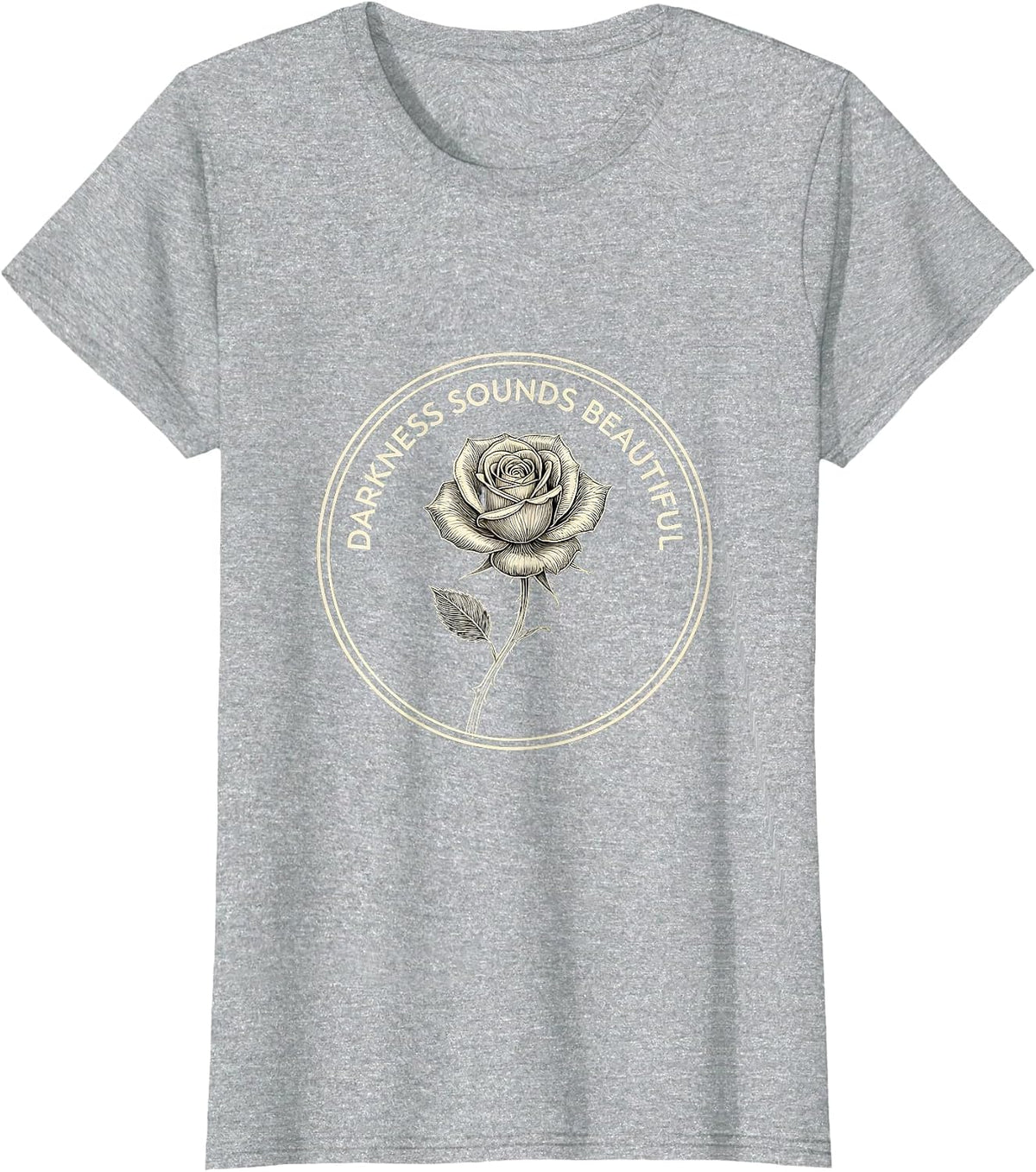 Women's Darkness Sounds Beautiful Heavy Metal Design T-Shirt - Heather Grey