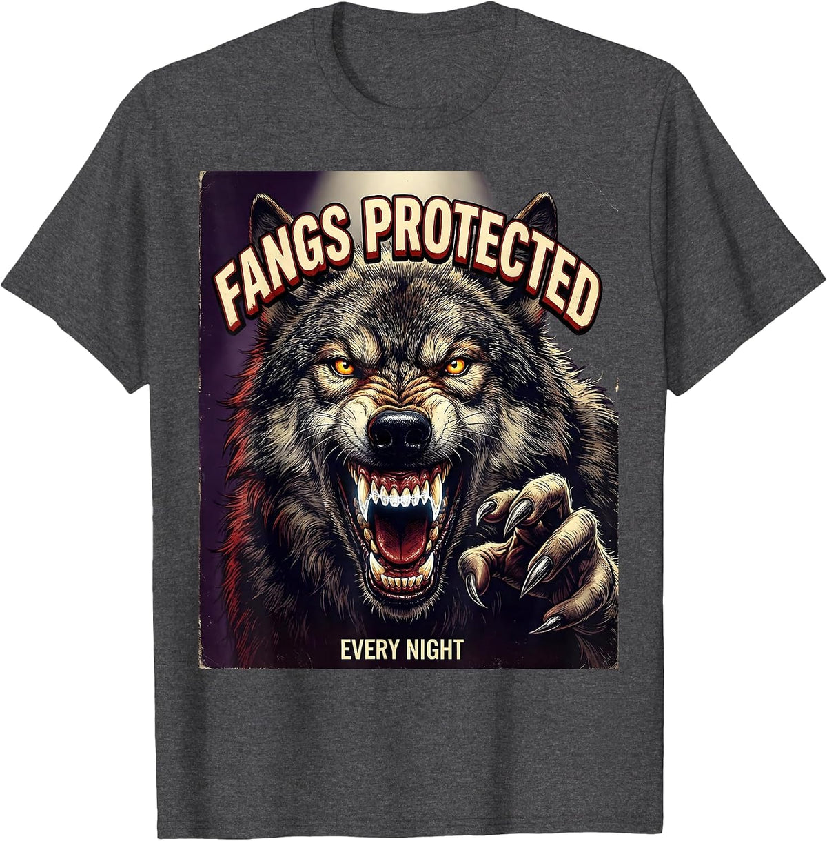 Halloween Dental Night Guard Wolf Design T-Shirt - Dark Heather Grey