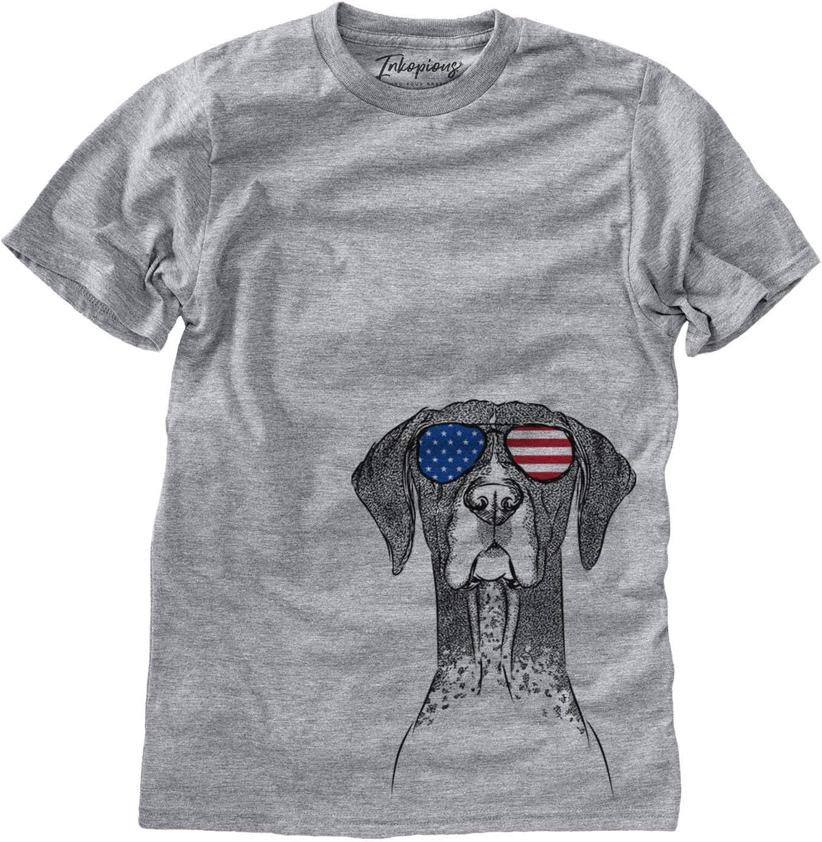 Patriotic Mattis the German Shorthaired Pointer Dog Triblend T-Shirt - Unisex Grey Crew Neck
