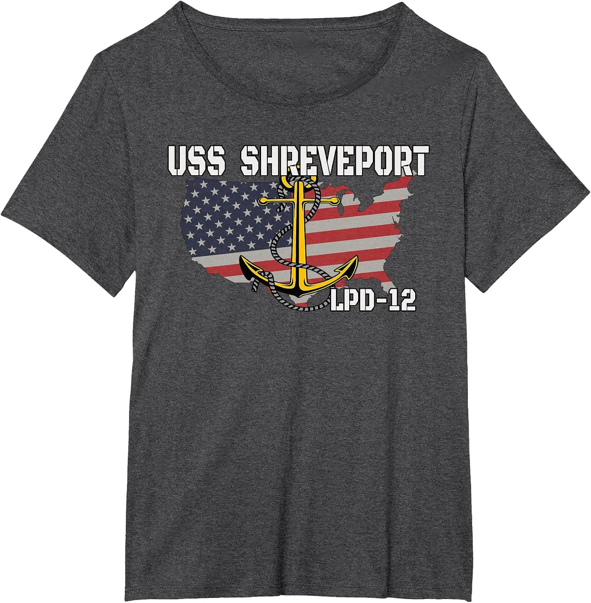 USS Shreveport LPD-12 Landing Platform Dock Veterans Father T-Shirt - Dark Heather Grey