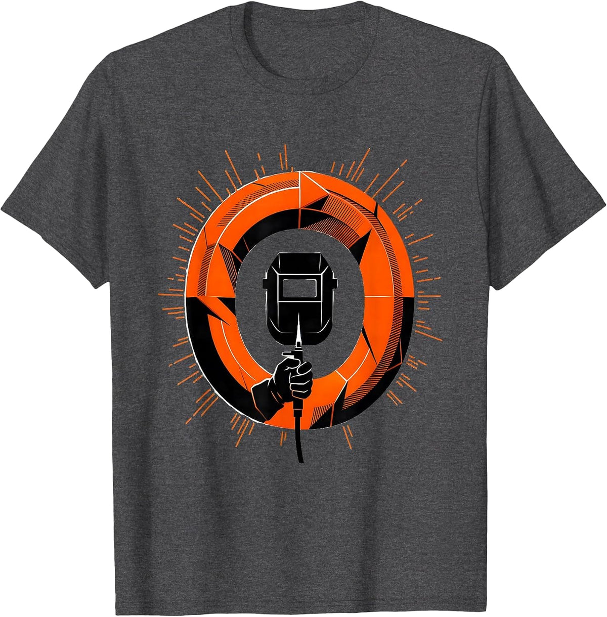Geometric Weld-Bead Loop Welder Metalworker Humor T-Shirt - Dark Heather Grey