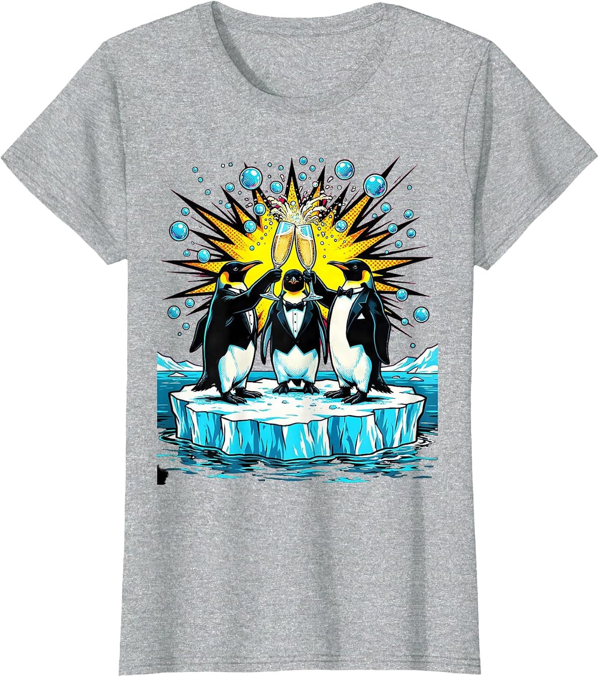 Women's Birthday Squad Penguin Celebration Iceberg Design T-Shirt - Heather Grey