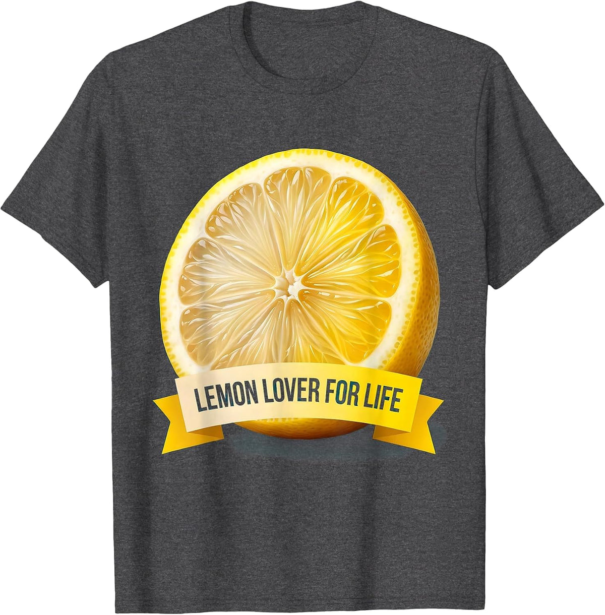Men's Lemon Lover For Life Citrus Graphic Design T-Shirt - Dark Heather Grey
