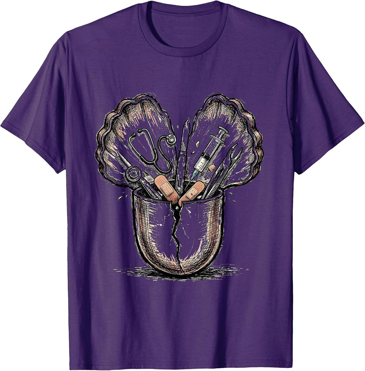 Men's Medical Assistant Pill Capsule Tools Graphic T-Shirt - Purple