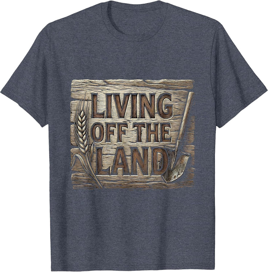 Living Off the Land Country Life Design T-Shirt - Heather Blue