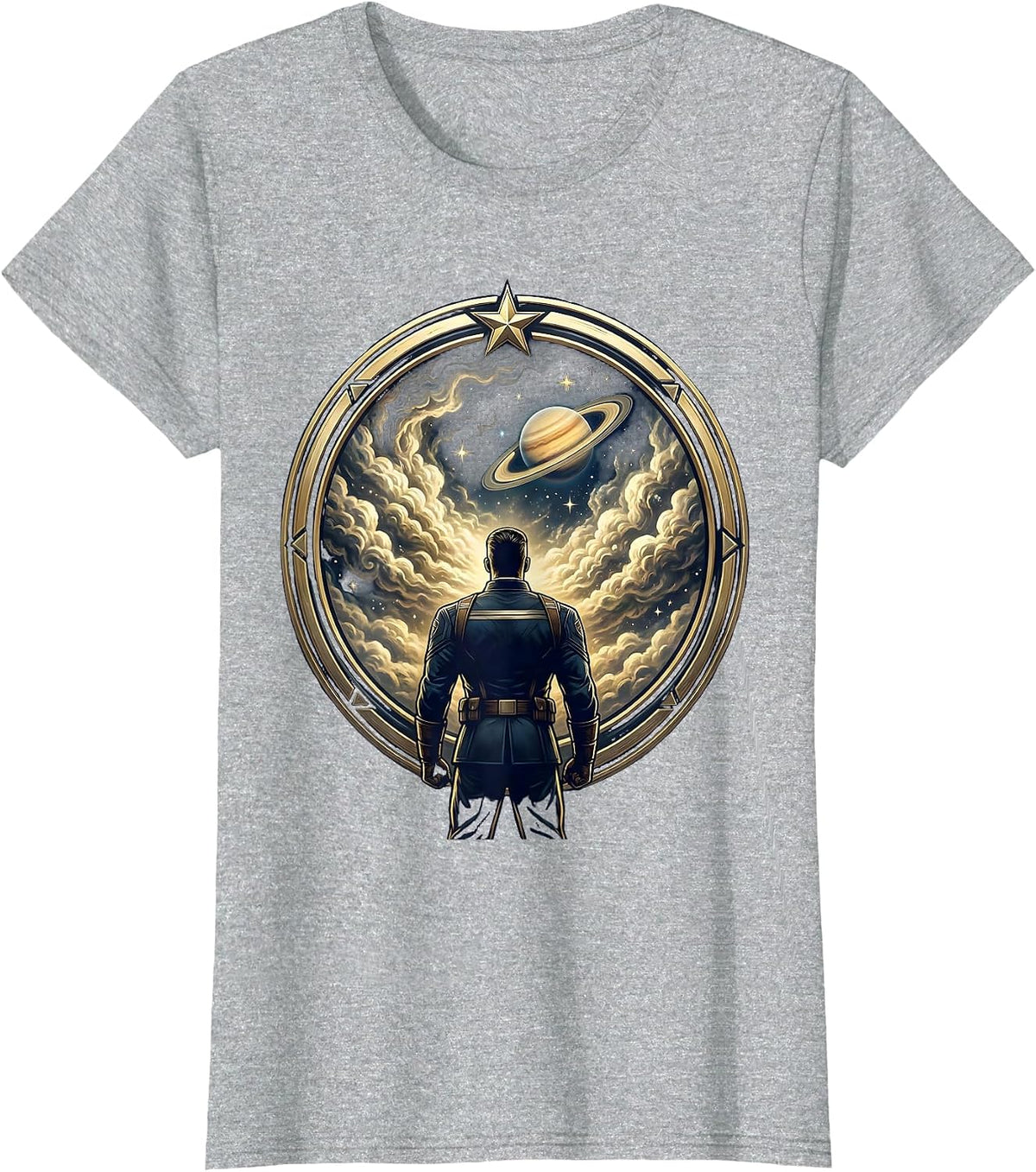Women's Space Commander Gazing at Nebula Graphic T-Shirt - Heather Grey