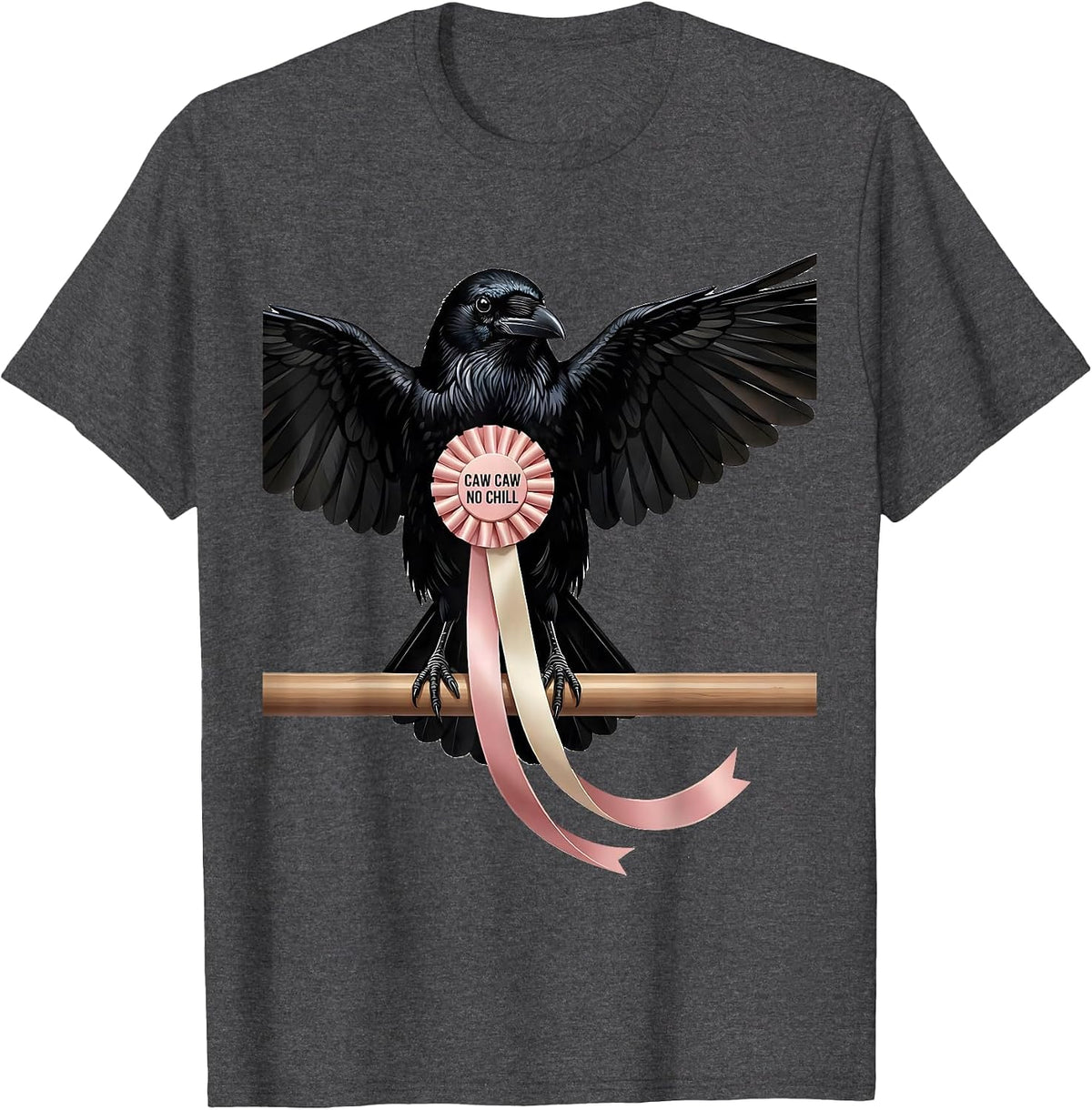 Caw Caw No Chill Funny Crow Design T-Shirt - Dark Heather Grey