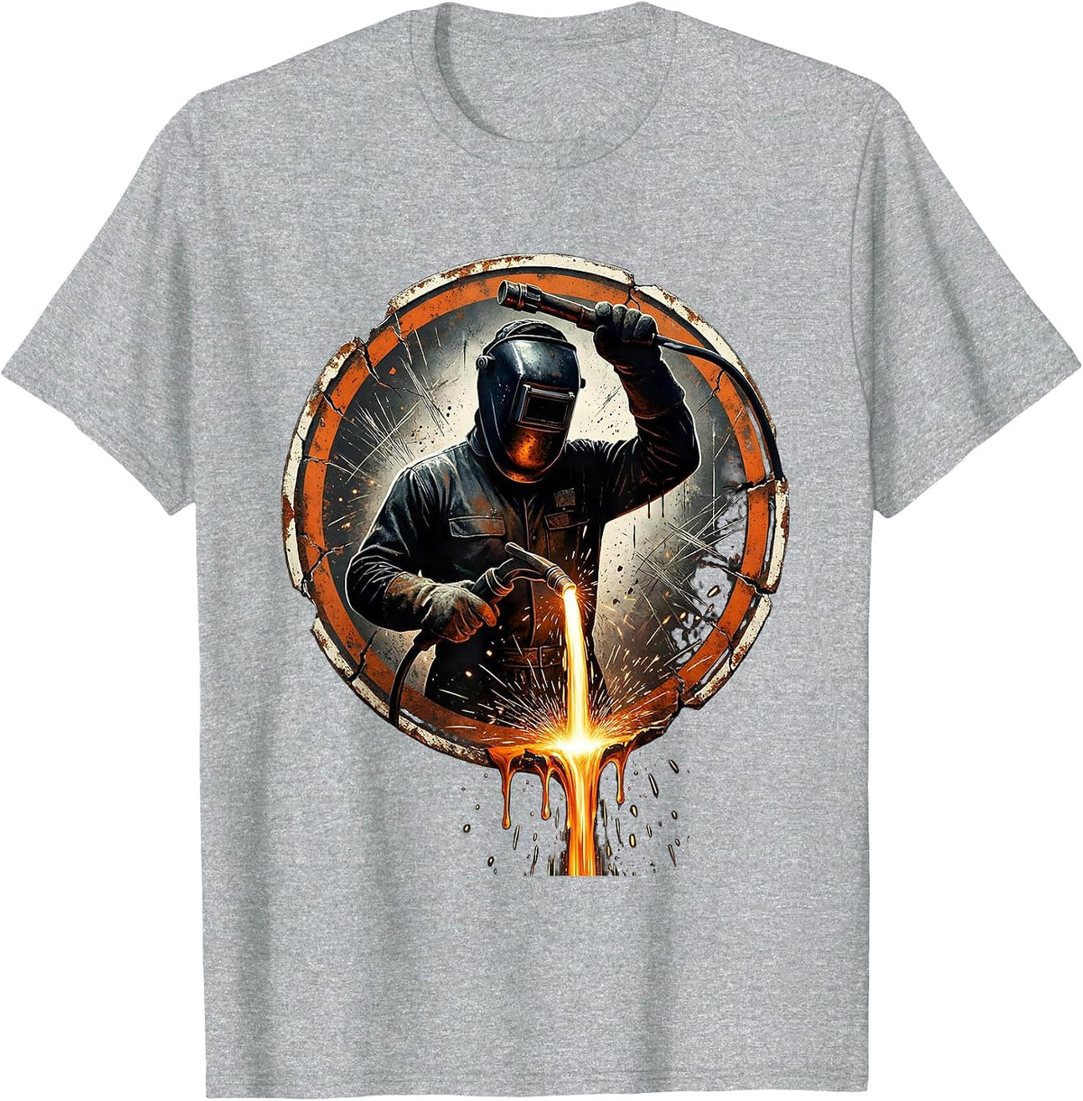 Men's Molten Steel Dripping Torch Welder Graphic T-Shirt - Heather Grey