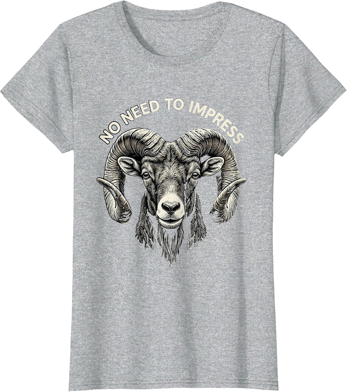 No Need To Impress Funny Goat Wearing Sunglasses Animal T-Shirt - Heather Grey