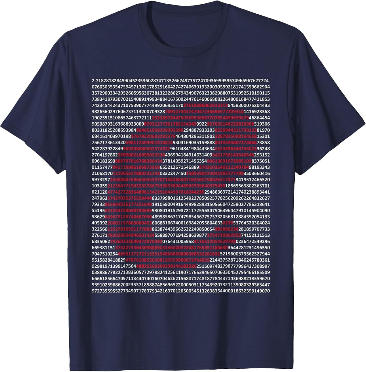 Nerdy e Euler's Number Digits Algebra Math Teacher Geek T-Shirt - Navy Blue