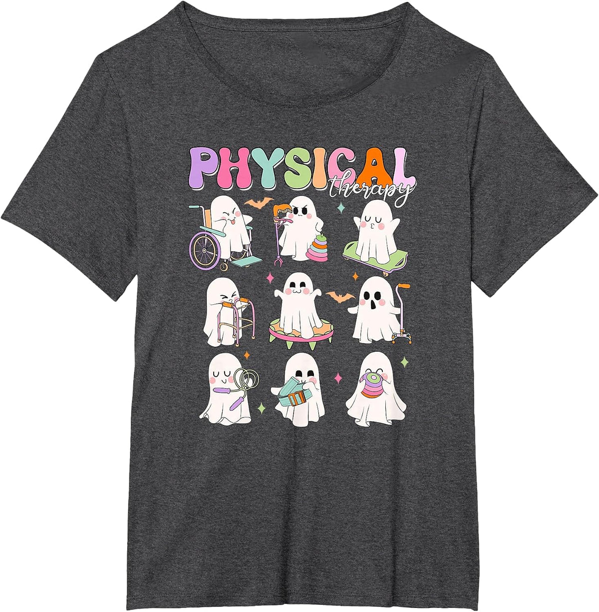 Physical Therapy Halloween Boo Ghost Spooky Season T-Shirt - Dark Heather Grey