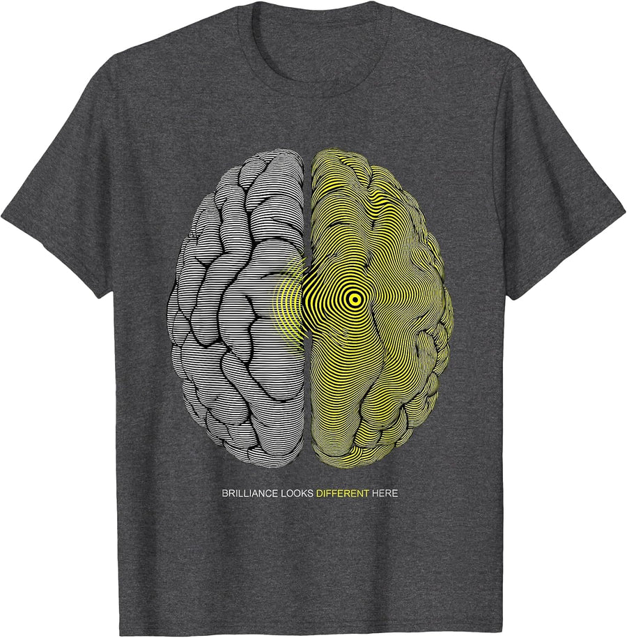 Men's Brilliance Looks Different Here Dyslexia Awareness T-Shirt - Dark Heather Grey
