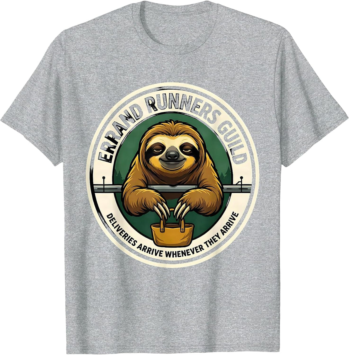 Men's Errand Runners Guild Sloth Lover Deadpan Humor T-Shirt - Heather Grey