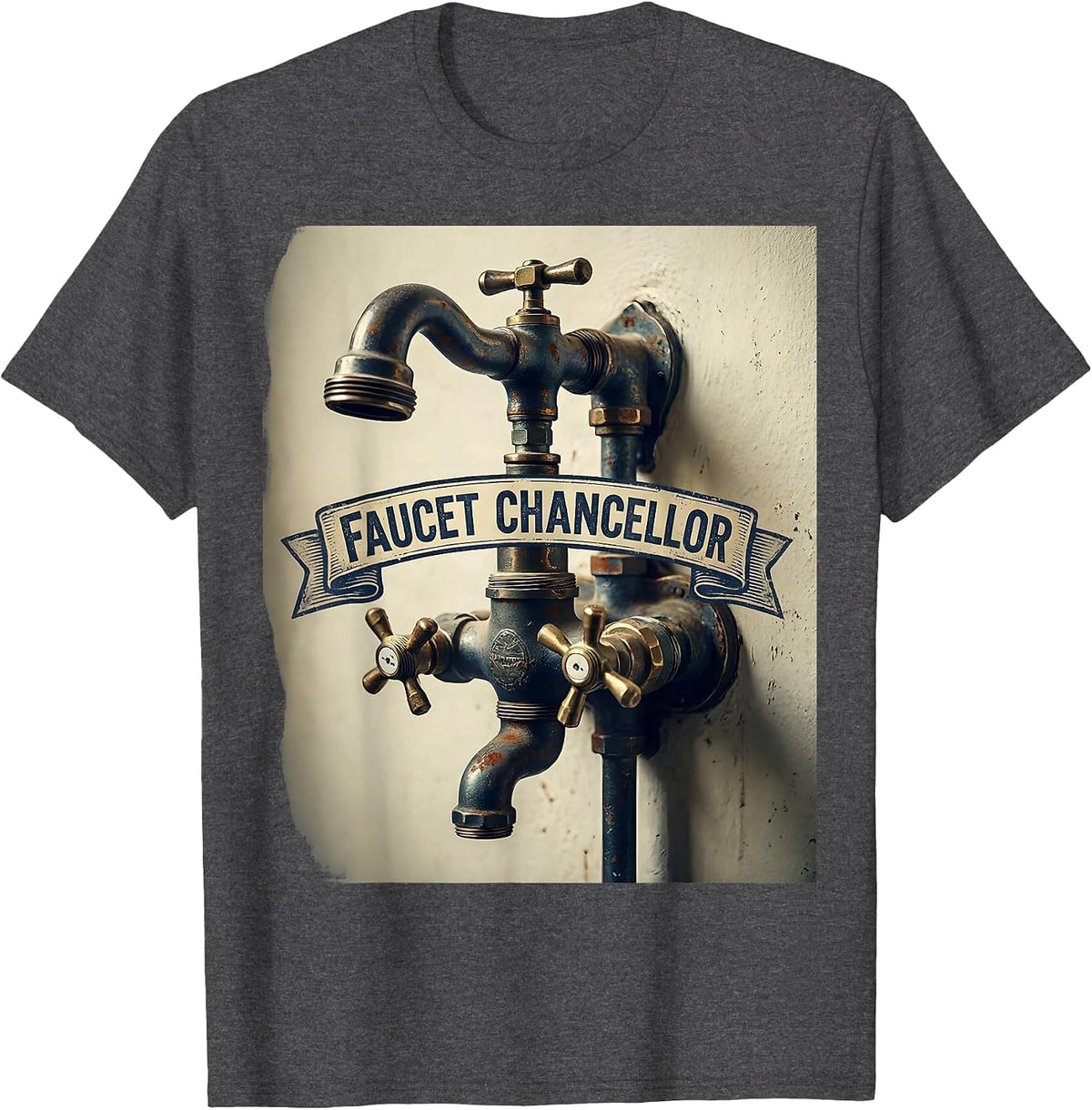 Faucet Chancellor Vintage Funny Plumber Pipefitter Gift T-Shirt - Dark Heather Grey