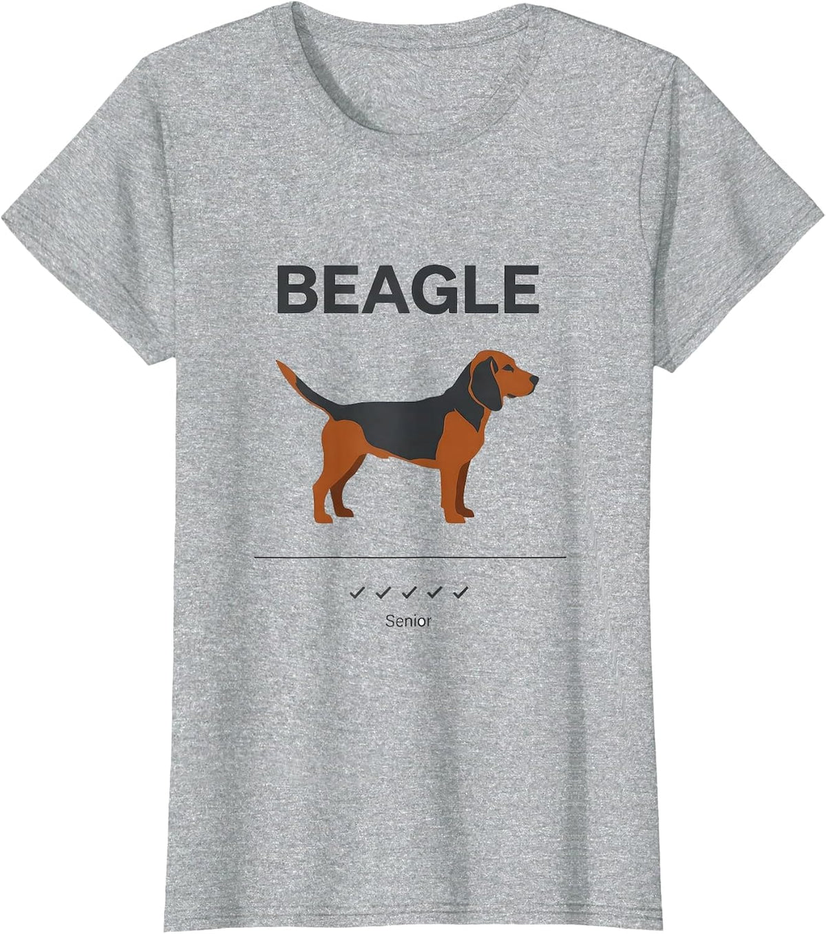 BEAGLE Senior Minimalist Badge Patch Line Art Dog Lover Gift T-Shirt - Heather Grey