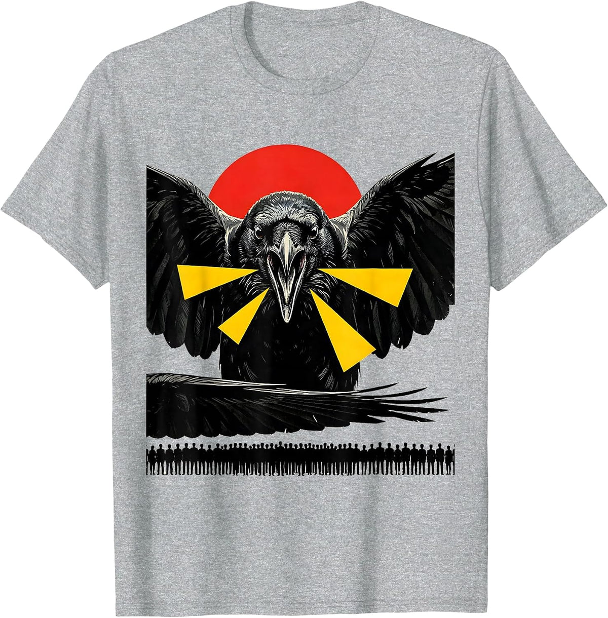 Men's Black Crow Pop Art Gothic Humor Dark Humor Gift T-Shirt - Heather Grey