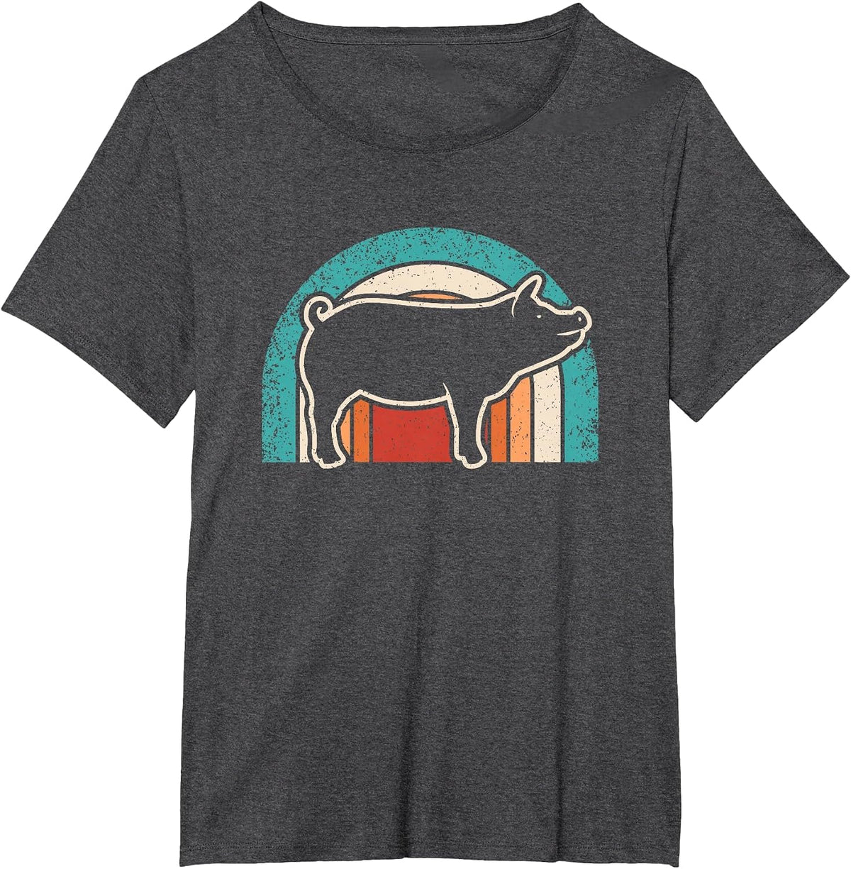 Retro Pig Lover Farmer Farming Men Women Kids T-Shirt - Dark Heather Grey