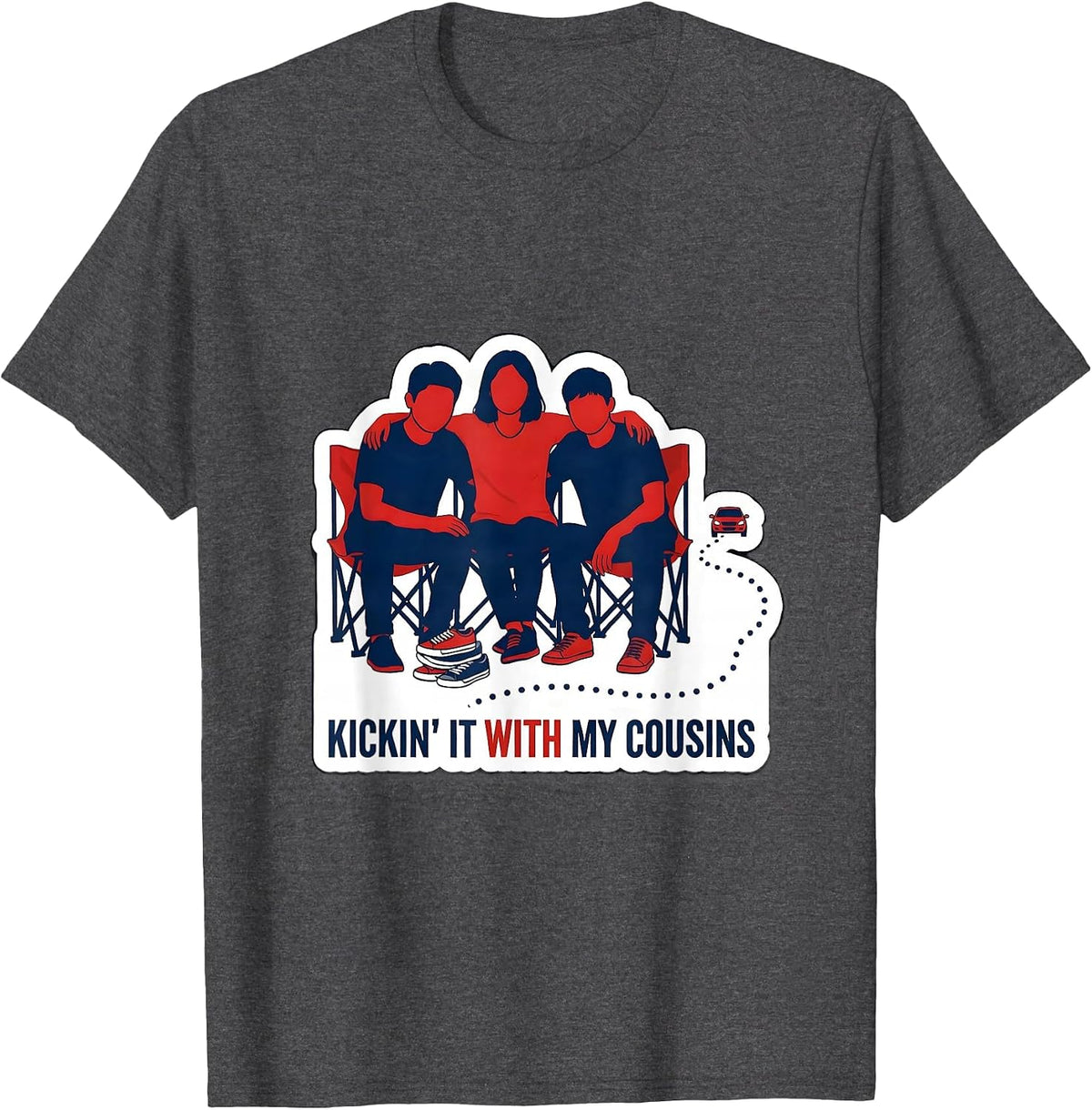 Kickin It With My Cousins Funny Family Reunion Matching T-Shirt - Dark Heather Grey