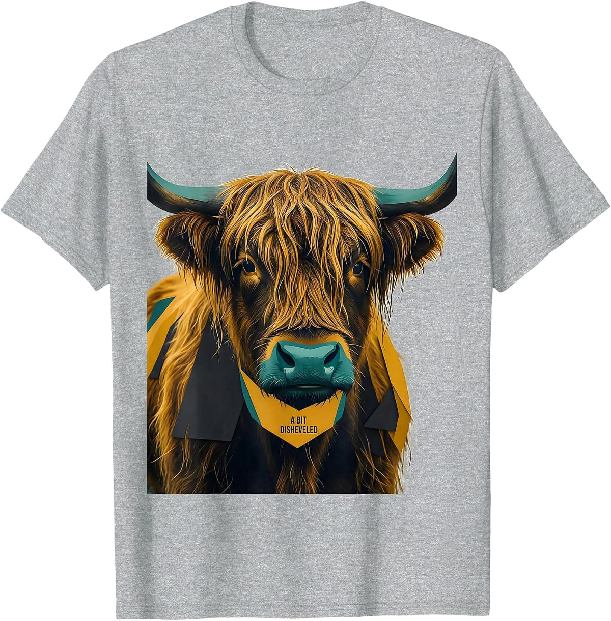 Men's A Bit Disheveled Midcentury Modern Highland Cow Funny T-Shirt - Heather Grey