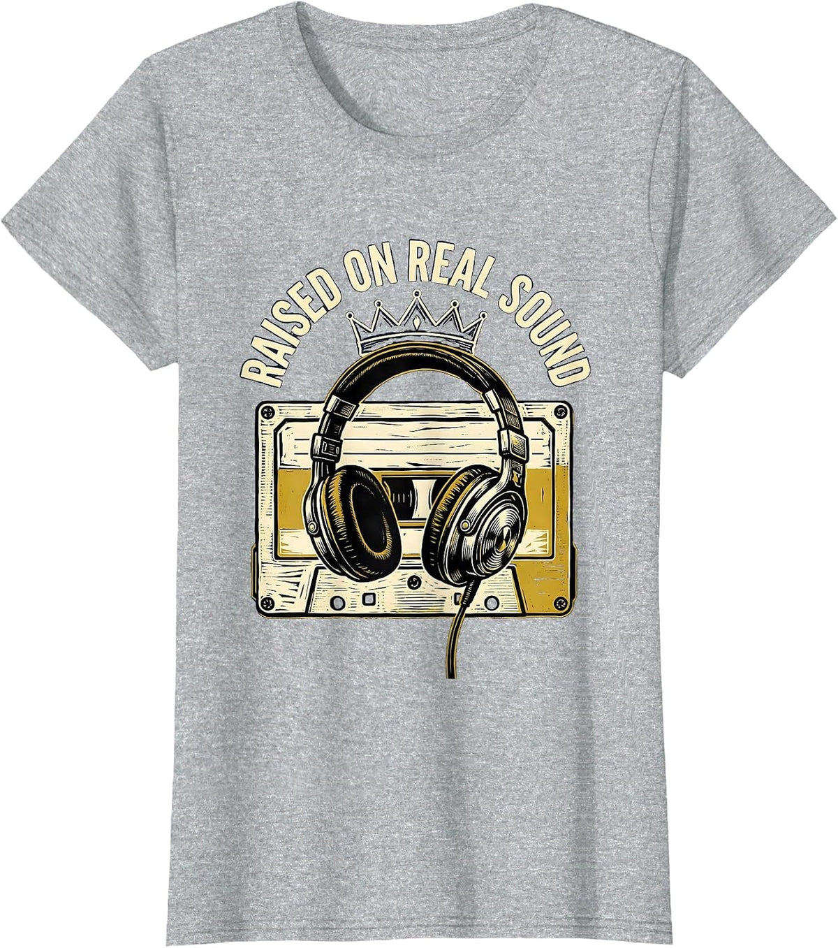 Raised On Real Sound Retro Hip Hop Rap Music Lover T-Shirt - Heather Grey