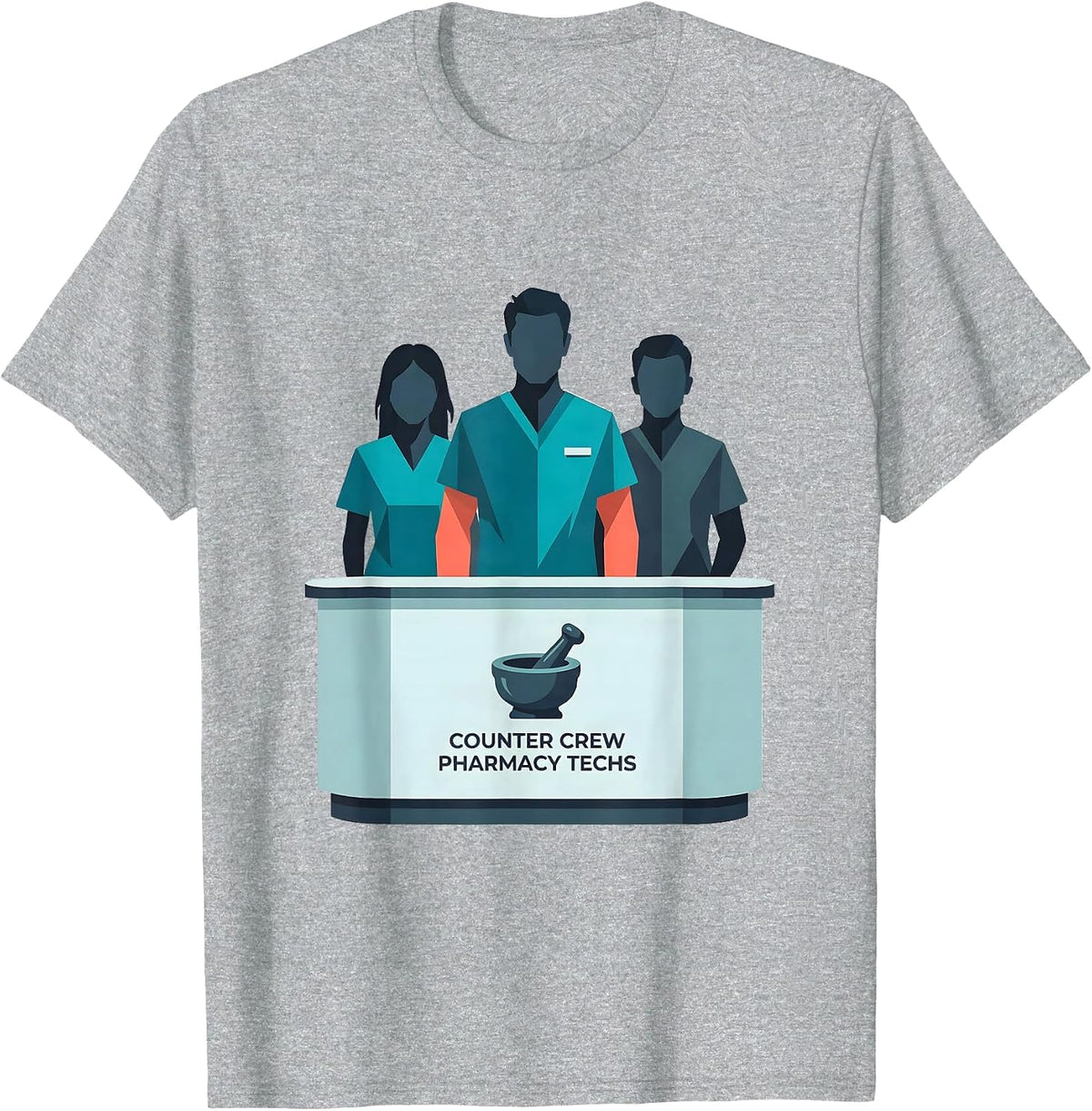 Men's Counter Crew Pharmacy Techs Funny Pharmacy Tech Crew Humor T-Shirt - Heather Grey