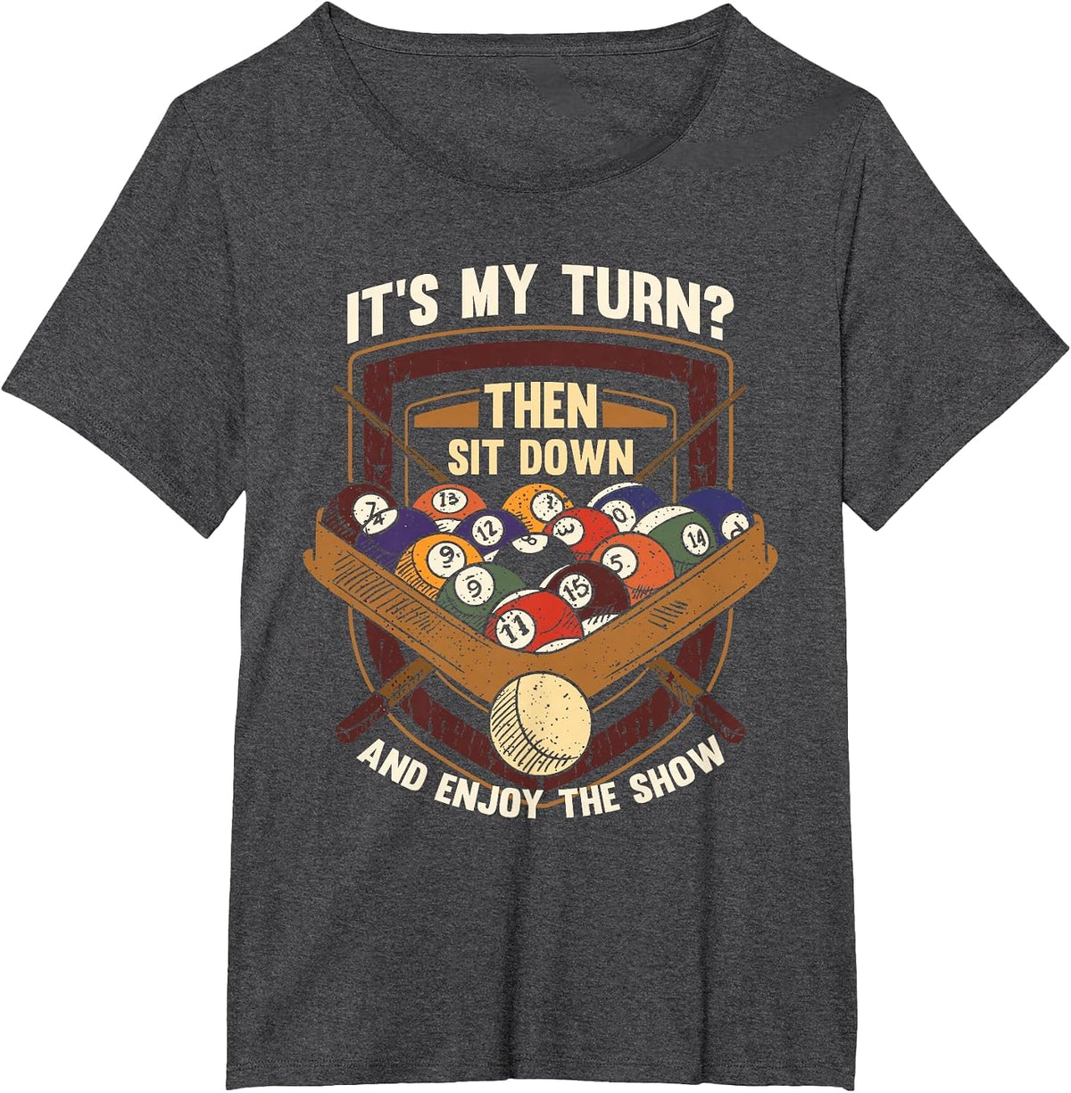 Funny Pool Player Billiard T-Shirt - Dark Heather Grey