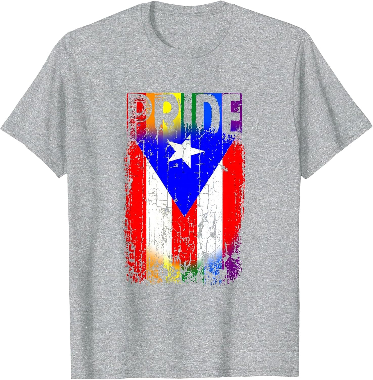 Puerto Rico Rican Gay Pride Flag LGBTQ Boricua Distressed T-Shirt - Heather Grey