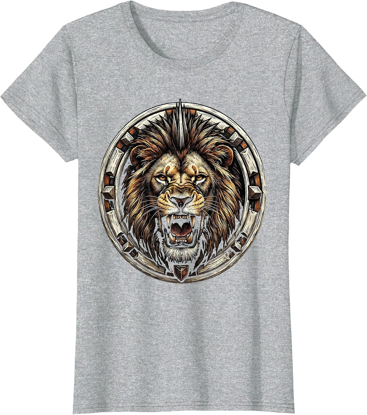 Roaring Mohawk Lion Rock Band Graphic T-Shirt - Heather Grey
