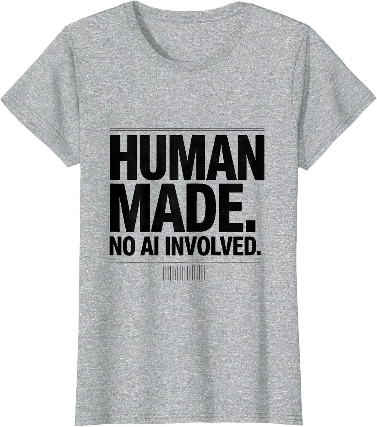 Women's Human Made No AI Involved Funny Tech Worker AI Skeptic T-Shirt - Heather Grey