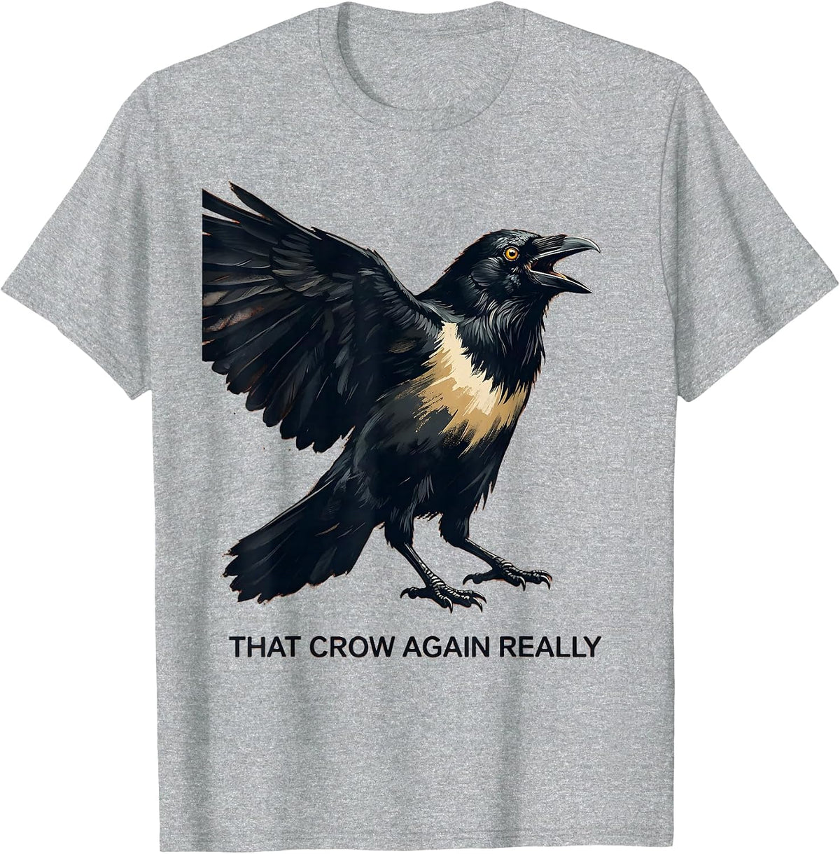 Men's Fawk Off Crow Funny Bird Attitude Design T-Shirt - Heather Grey