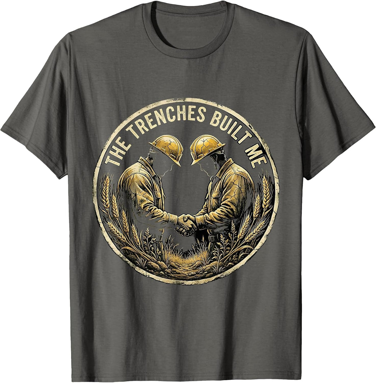 Men's The Trenches Built Me Football Lineman Design T-Shirt - Asphalt Grey