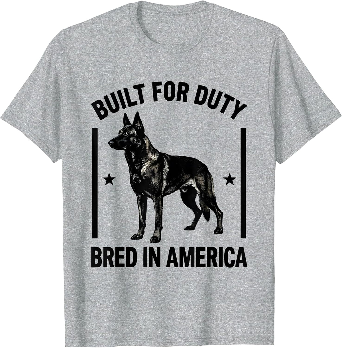 Men's Built For Duty, Bred In America Belgian Malinois Dog Breed T-Shirt - Heather Grey