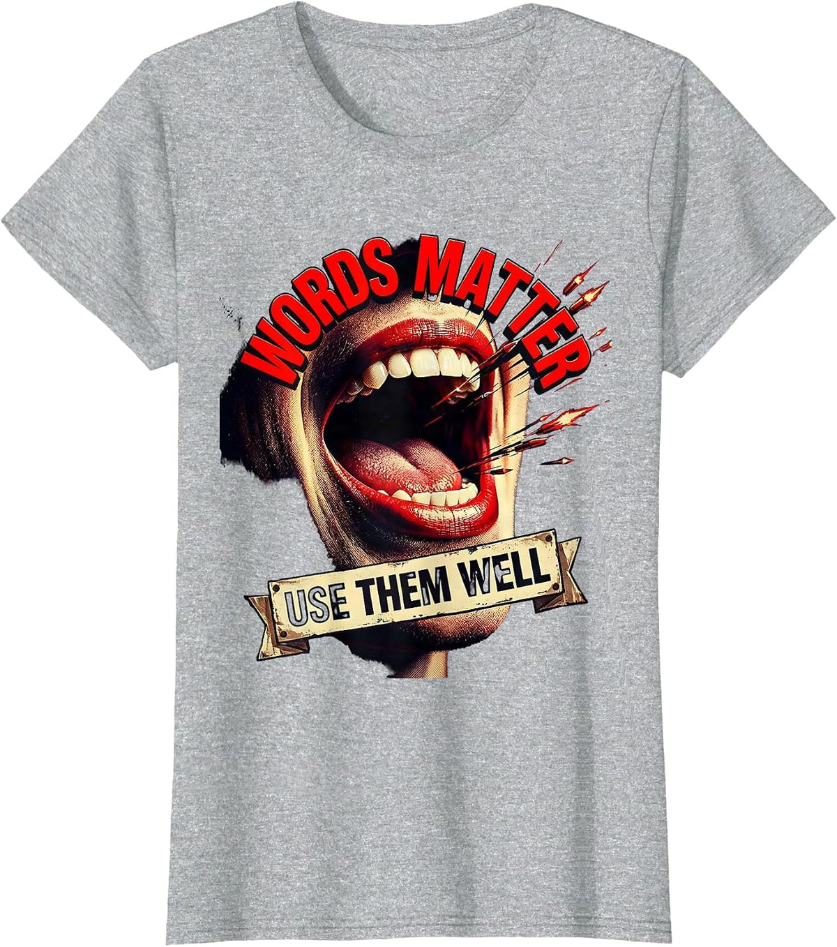Women's Words Matter Use Them Well Speech Therapy Design T-Shirt - Heather Grey