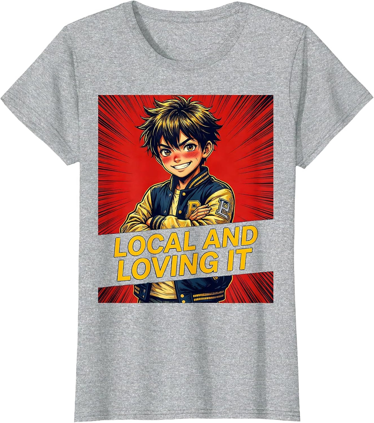 Women's Local Boy Local and Loving It Hometown Pride Design T-Shirt - Heather Grey