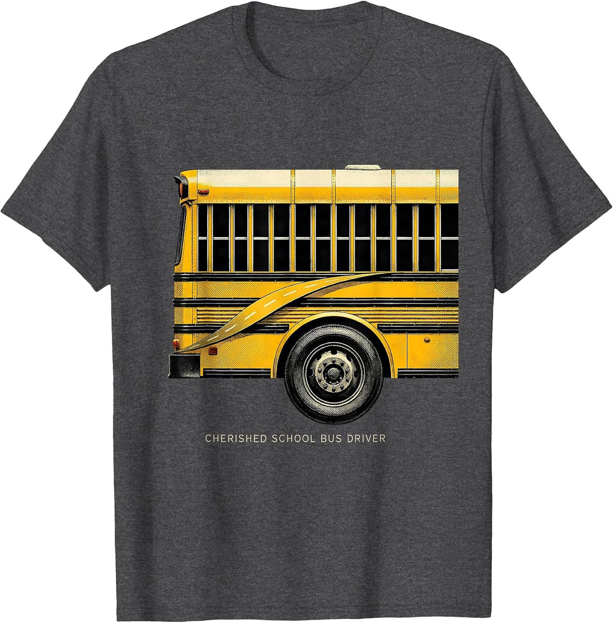Cherished School Bus Driver Geometric Appreciation Gift T-Shirt - Dark Heather Grey