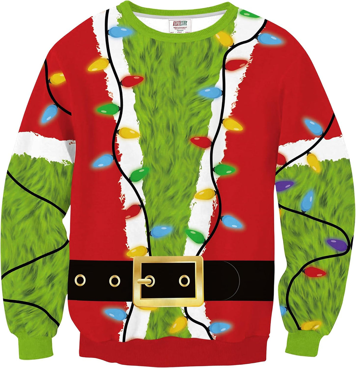 Men's Ugly Christmas Funny Graphic Long Sleeve Unisex Sweatshirt (S-3XL) - Xmas Tree & Lights