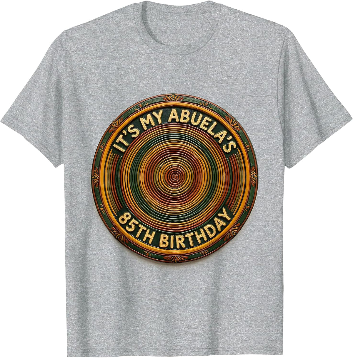 Men's It's My Abuela's 85th Birthday Folk Art Family Milestone T-Shirt - Heather Grey