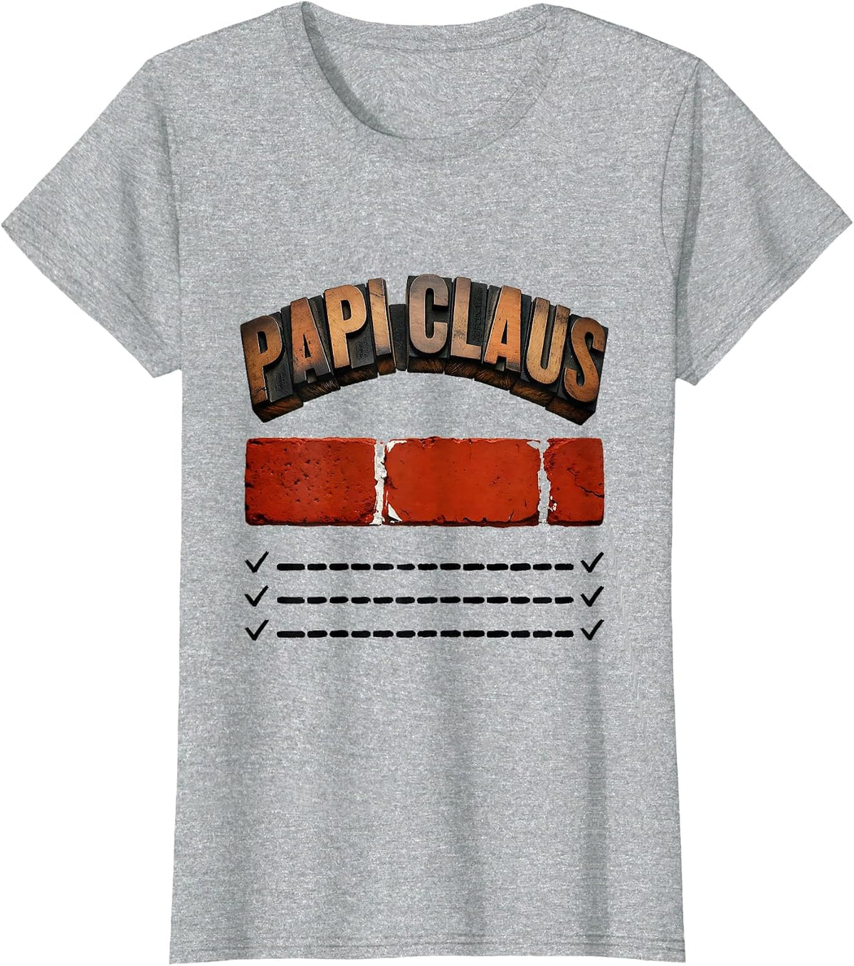 Women's Papi Claus Festive Family Holiday Matching Pajama Role T-Shirt - Heather Grey