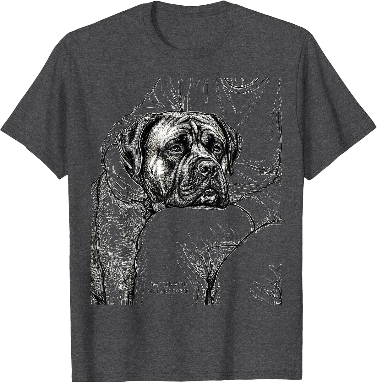 Smitten With My Cane Corso Funny Dog Owner Pet Lover Humor T-Shirt - Dark Heather Grey