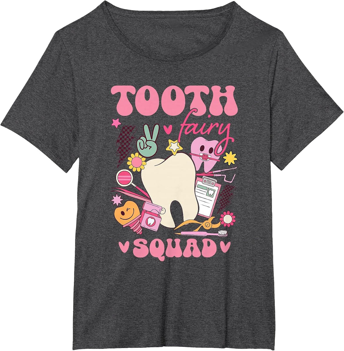 Cute Tooth Fairy Squad Matching for Dentist Dental Assistant T-Shirt - Dark Heather Grey