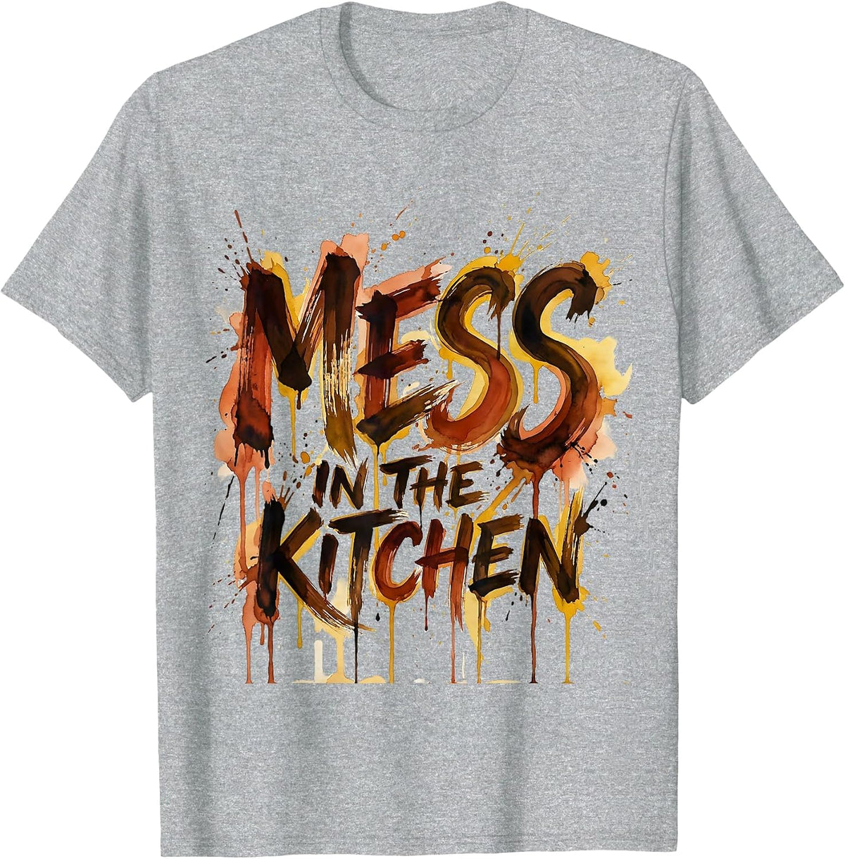 Men's Mess in the Kitchen Chef Cooking Design T-Shirt - Heather Grey