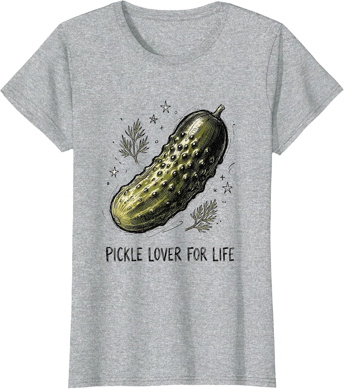 Women's Pickle Lover For Life Funny Pickle Fan Design T-Shirt - Heather Grey
