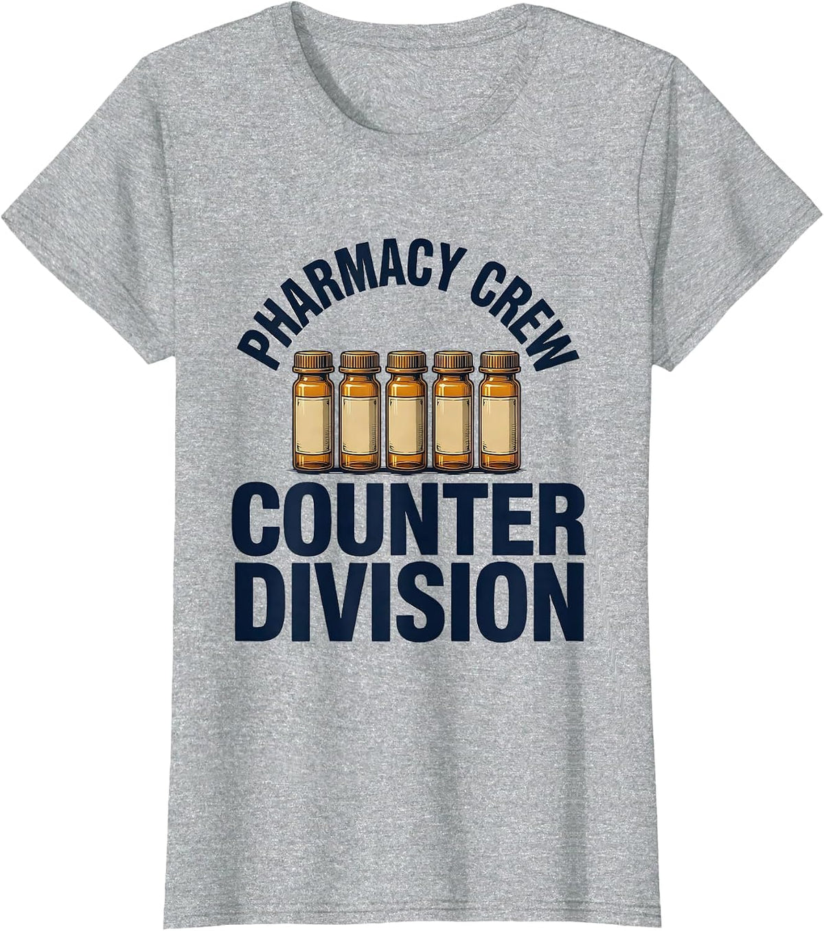 Women's Pharmacy Crew Counter Division Funny Pharmacy Tech Gift T-Shirt - Heather Grey