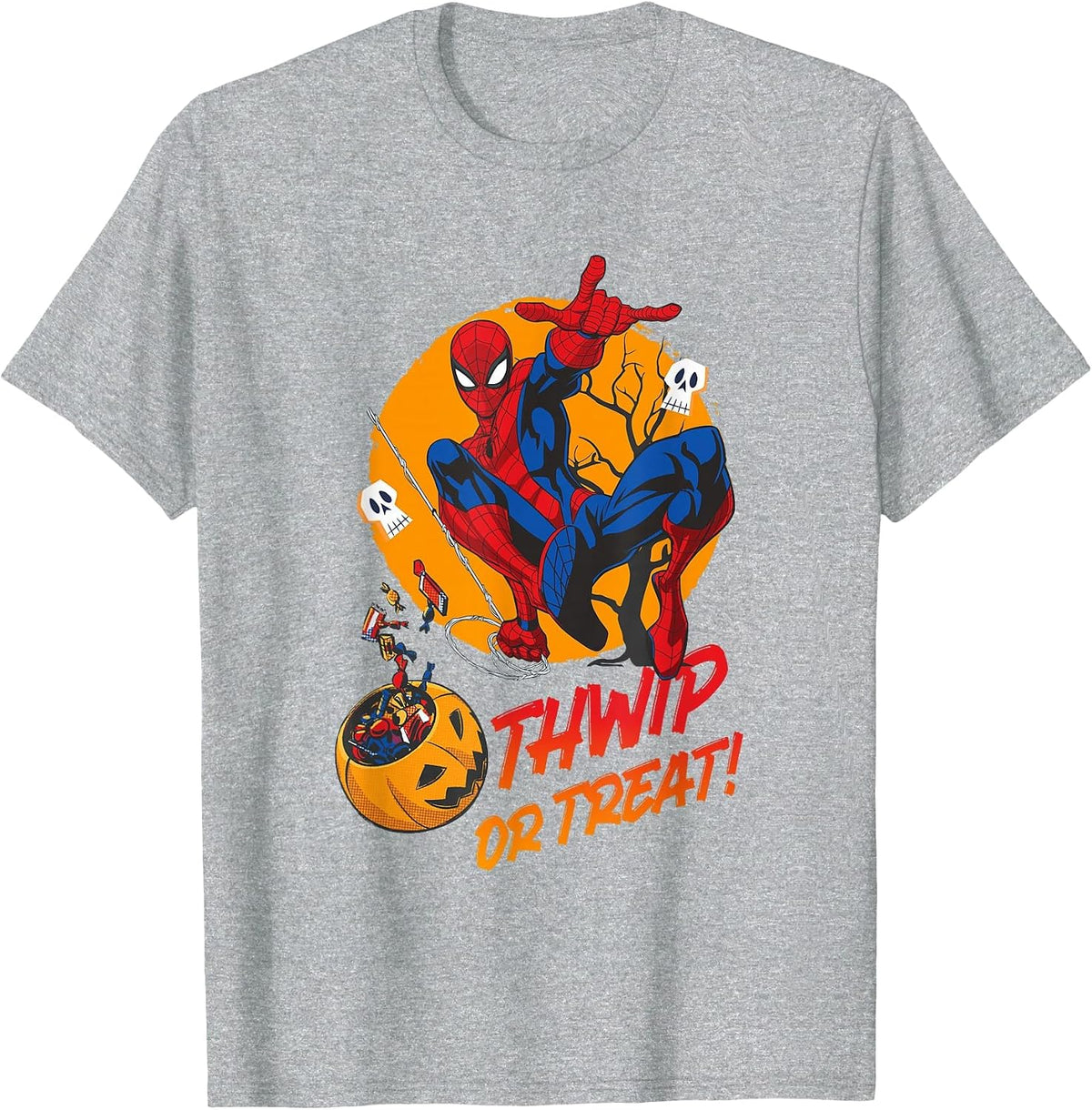 Marvel Comics Halloween Spider-Man Thwip Or Treat! T-Shirt - Heather Grey